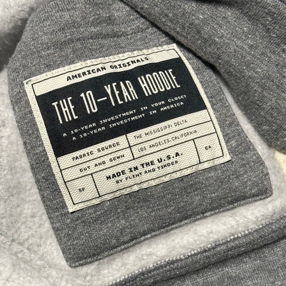 Flint and Tinder 10 year zip hoodie Made In USA - Picture 4 of 5